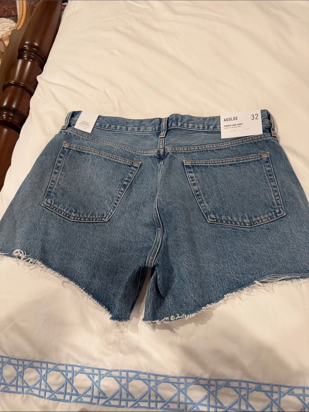 Agolde Classic Mid Blue parker long Raw Hem Jean Shorts 32